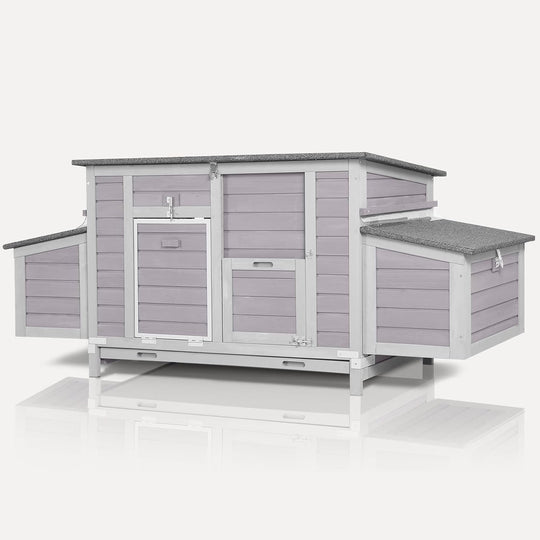 MEDEHOO Chicken Coop Large Expandable Chicken House for Outdoor with Two Nesting Box, Leakproof Pull-on Tray and UV-Resistant Roof Panel AIR69-Q-WM