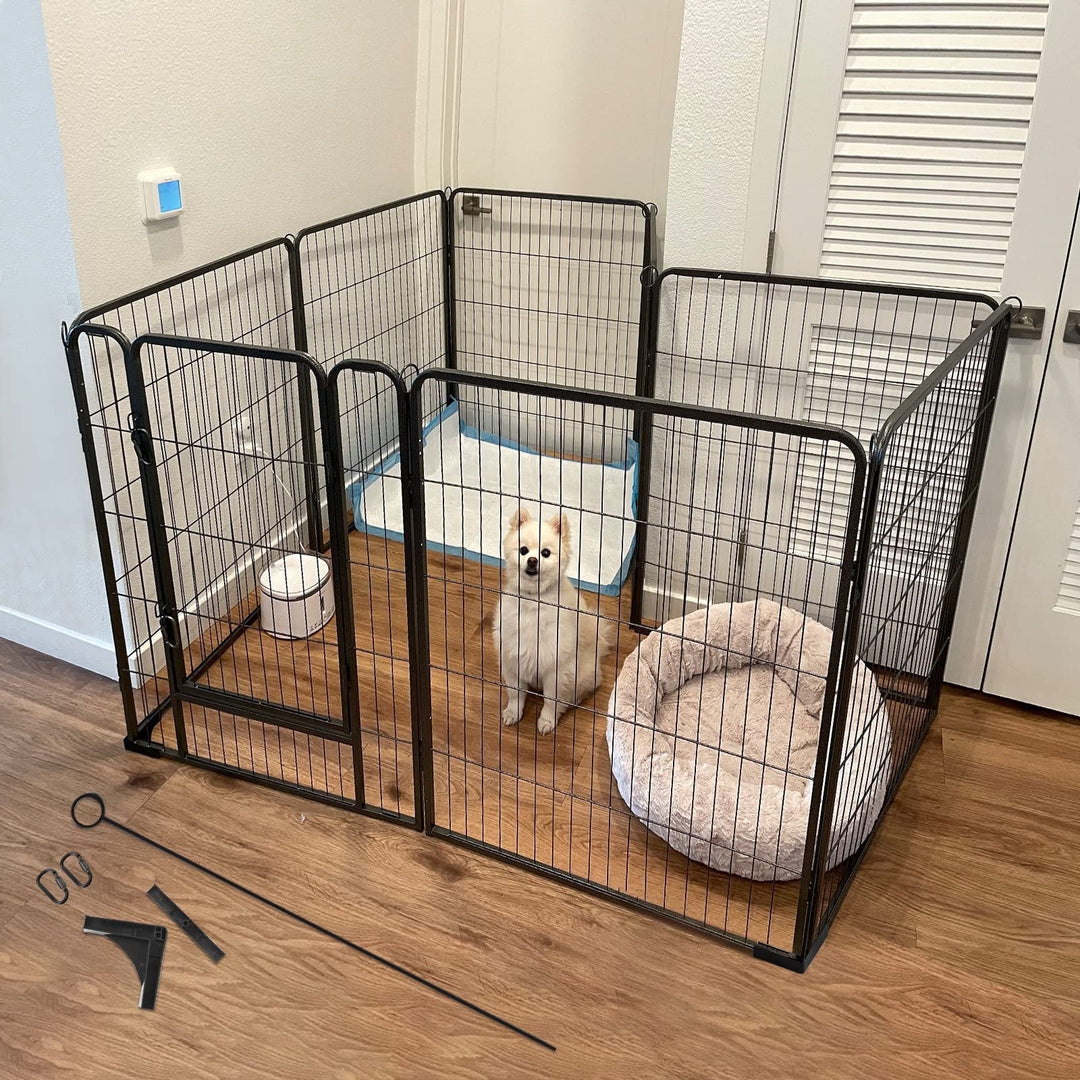 Dog Playpen Indoor &amp; Outdoor Foldable Metal Pet Exercise Fence Pen with Door Gate,Dog Kennels for Small/Medium/Puppy Dogs,Rabbits (8 Panels, 39 Inch)