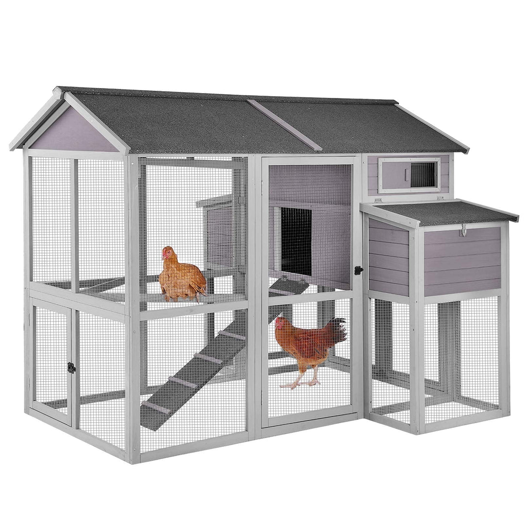 BUTINGLALE Chicken Coop with Large Nesting Boxes Outdoor Hen House with 30.5ft² Sleeping Area and Run for 6 to10 Chickens 75.7" L x 65.7" W x 59.1" H AIR48-N