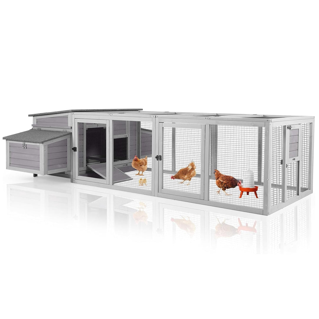 MEDEHOO Chicken Coop with Run for 4–6 Chickens, Ducks, or Small Animals, Outdoor Hen House with 4 Nesting Boxes, L-Shaped Metal Brackets, Weatherproof, Easy Assembly, 103" L x 67" W x 28" H