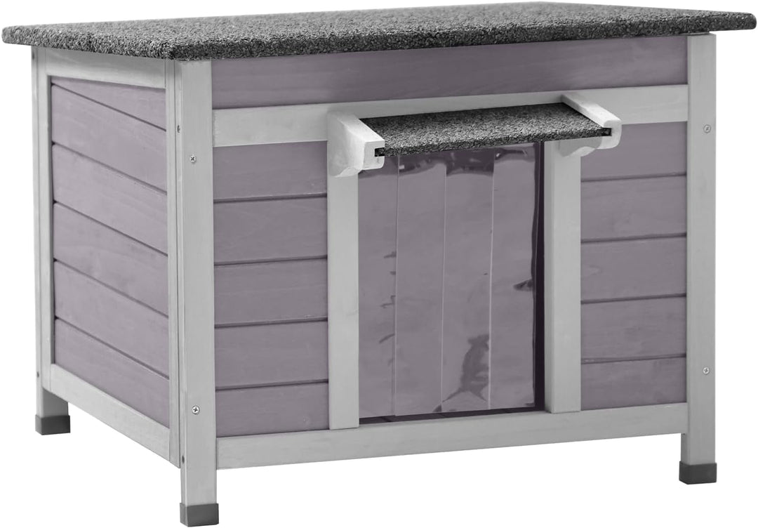MEDEHOO Outdoor Cat House Wooden Feral Cats Enclosures Kitten Shelter,Weatherproof Small Pet Outside Bunny Cage
