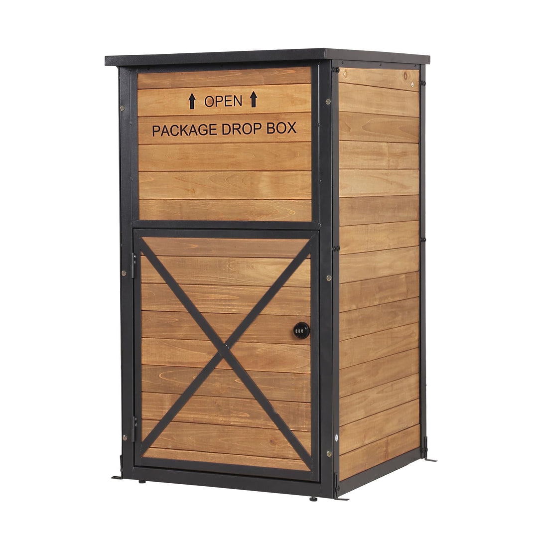 MEDEHOO Package Delivery Boxes for Outside, Metal Frame Large Parcel Drop Box with Combination Lockable, Secure Anti Theft Package Delivery Box for Porch Curbside AIR7011-N