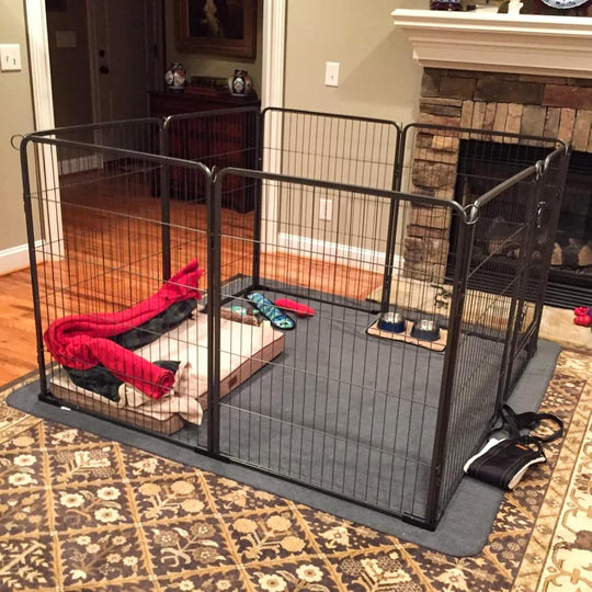 MEDEHOO Dog Playpen Indoor Dog Pen Outdoor Puppy Fence 8 Panels Pet Playpen with Doors for Large/Medium/Small Dogs,8 Panels,31 Inch