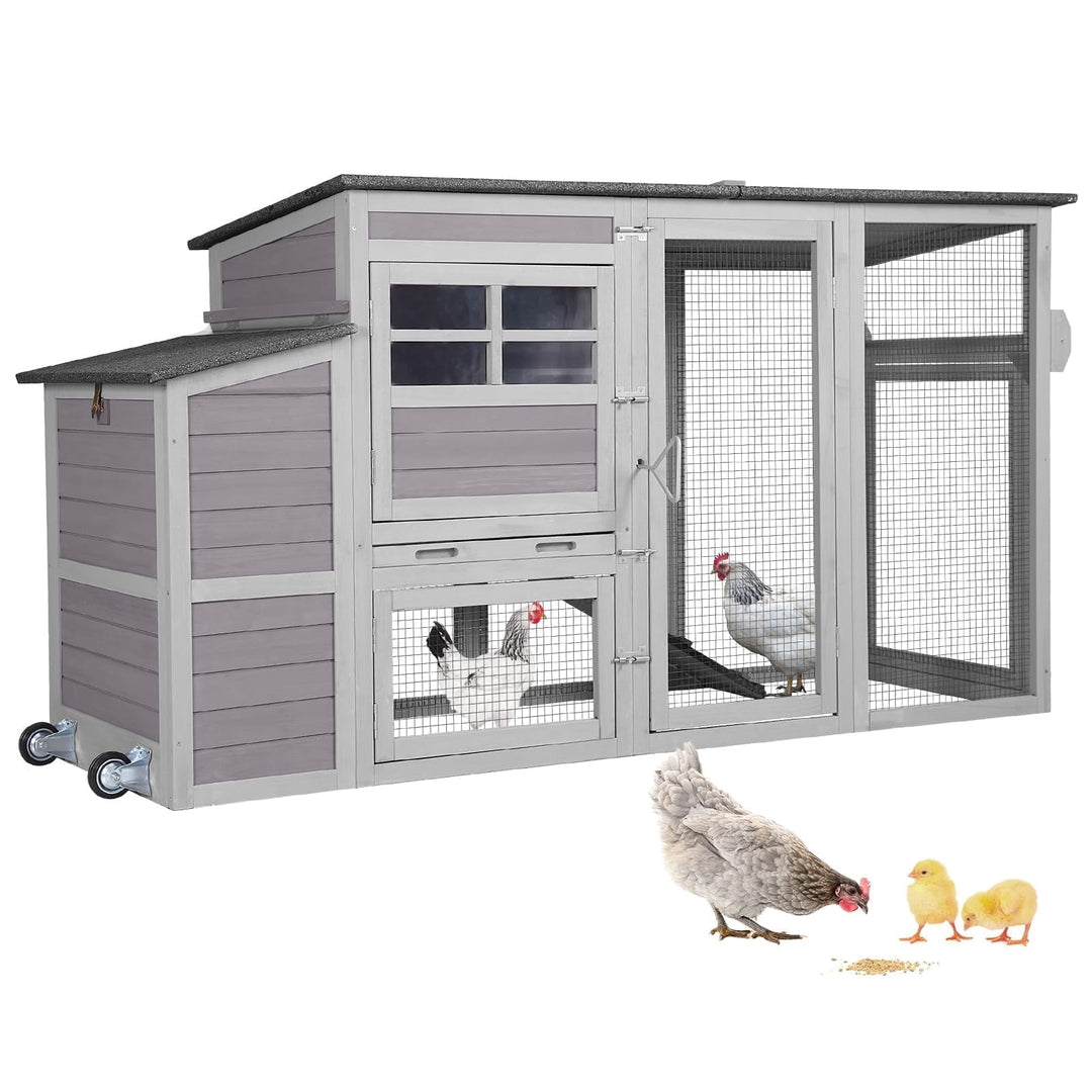 MEDEHOO Chicken Coop with Wheels Portable Hen House for 4-6 Chickens 78.4" with Large Run, Nesting Box, Metal Tray AIR31-N