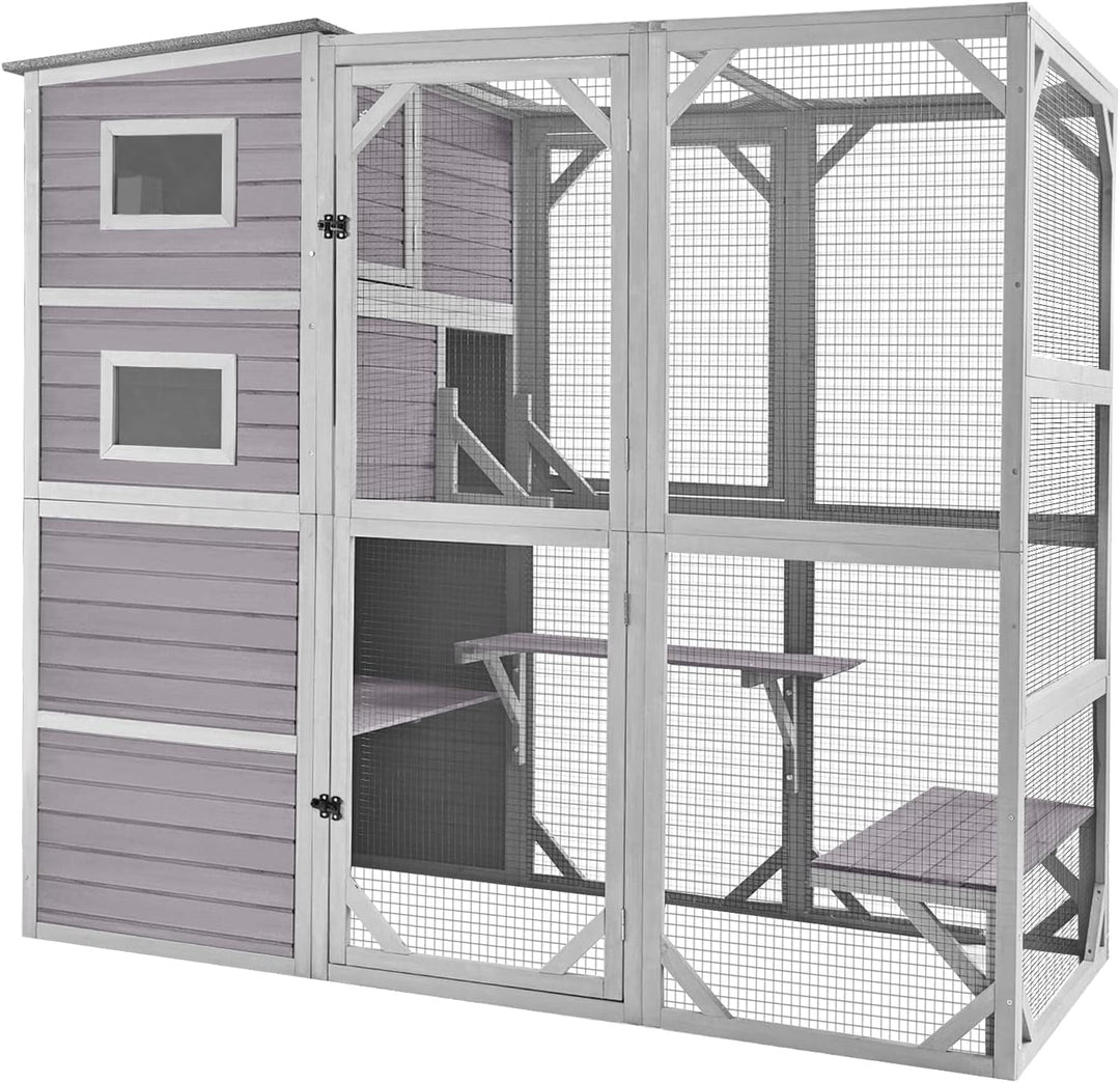 MEDEHOO Extra Large Cat Catio 4 Tiers Cat Enclosures House for Outdoor Indoor Cats, 70" H 77" L AIR54-Walmart