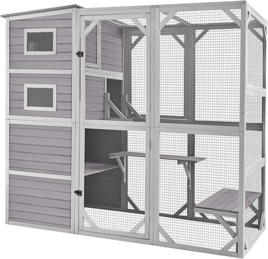 MEDEHOO Extra Large Cat Catio 4 Tiers Cat Enclosures House for Outdoor Indoor Cats, 70" H 77" L AIR54-Walmart