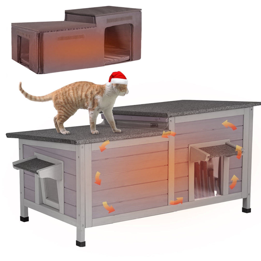 MEDEHOO Cat House Outdoor Feral Kitty Shelter with Insulated Liner Weatherproof Roof Cat Home for Winter,Roomly AIR93-IN-0J-WM2