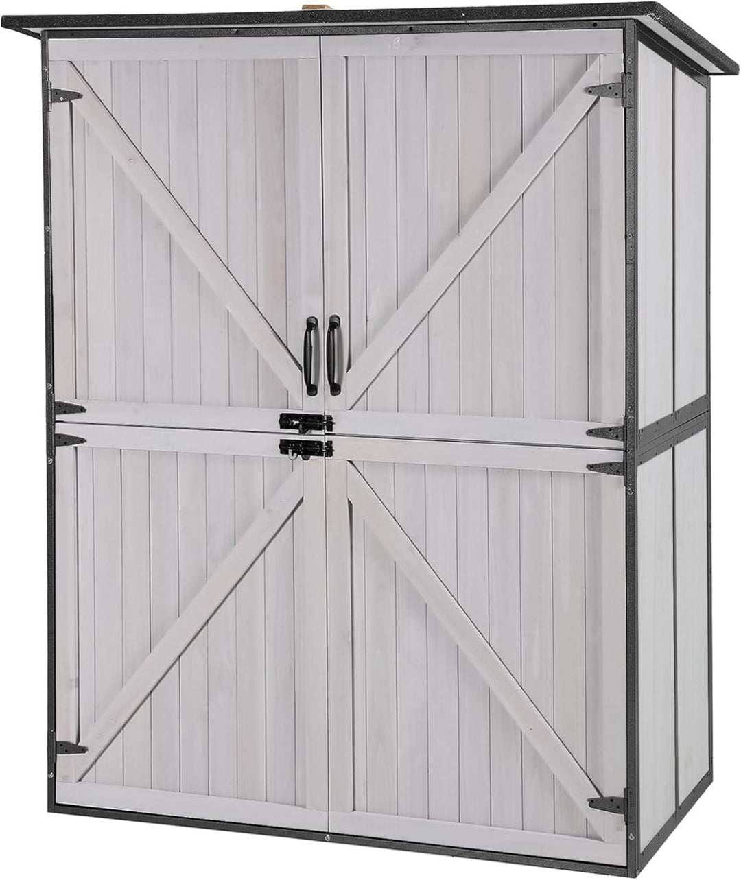 MEDEHOO Outdoor Storage Shed Metal Frame Tool Garden Shed with Floor and Lockable Door for Patio Backyard Lawn AIR99-WM