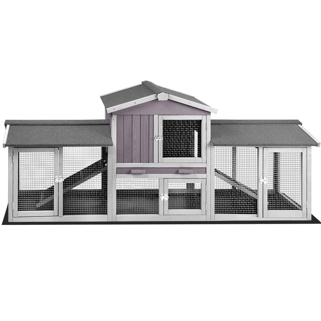 MEDEHOO Chicken Coop Outdoor with PVC Bottom Layer Indoor Rabbit Hutch Wooden Bunny Cage Large Rabbit House with Run
