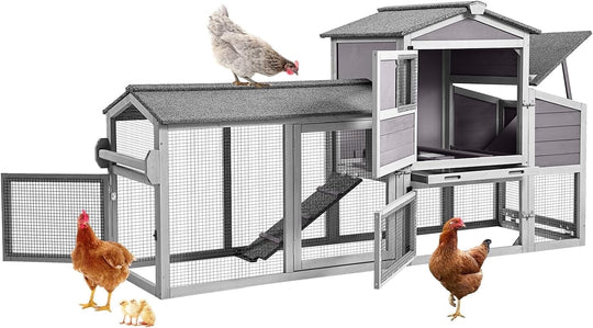 MEDEHOO 80" Mobile Chicken Coop with Wheels - Weatherproof Wooden Hen House, Outdoor Poultry Cage &amp; Nesting Box Run, Expandable Design Chicken Coop-AIR61-MA