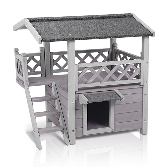 BUTINGLALE Cat House Outdoor Weatheproof Feral Cat Shelter Wooden Cat Condos for Winter Large Balcony AIR09-N1