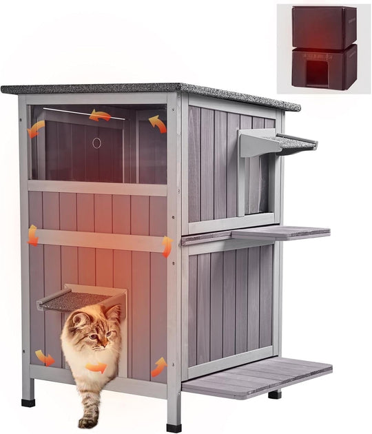 MEDEHOO Insulated Cat House with Liner, Outdoor Feral Cat House Shelter for Winter, Weatherproof AIR14-INN-WM