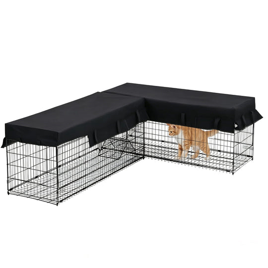MEDEHOO Cat Tunnel with Extendable Design 90.6" L, Metal Wire Outdoor Cat Enclosure with Weatherproof Fabric Cover, Connecting Inside and Outside, for Deck Patios, Balconies