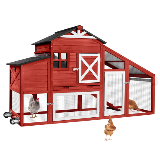 MEDEHOO Chicken Coop Mobile Hen House with Nesting Box with Wheel for 2-4 Chickens