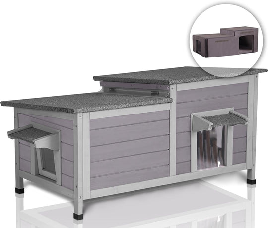 BUTINGLALE Outdoor Cat House Insulated Feral Kitty Shelter with Liner Weatherproof Cat Condo for Winter,Large Space AIR93-IN-J