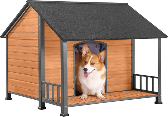 MEDEHOO Dog House Outdoor 47.2" L Upgraded with Metal Frame Large Dog Kennel for Medium to Large Dogs Weatherproof,Removable Floors,Raised Feet AIR7010-WM
