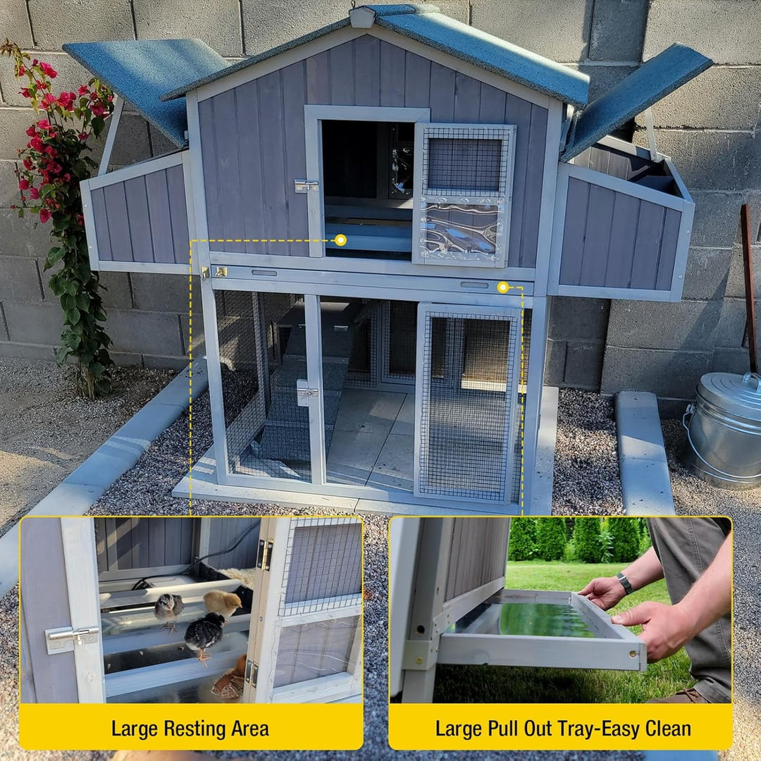 MEDEHOO Chicken Coop Large Poultry Cage with Strong Iron Edge Chicken House with Nesting Box Easy to Set Up Portable Chicken Coop for 6 8 Chickens