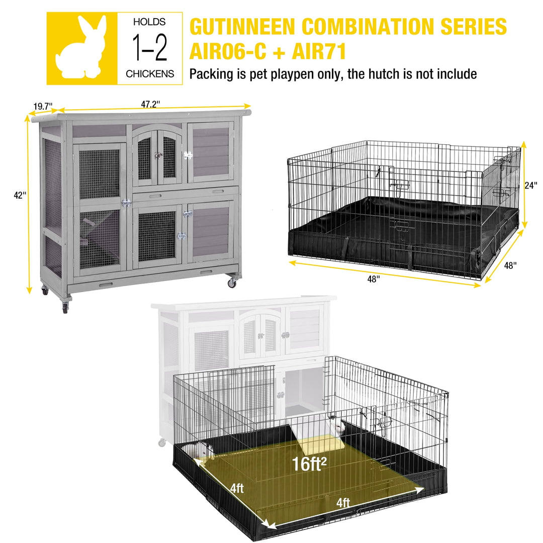 MEDEHOO Pet Playpen Rabbit Hutch Bunny Cage Extension, Indoor Small Animal Playpen Enclosure, Waterproof