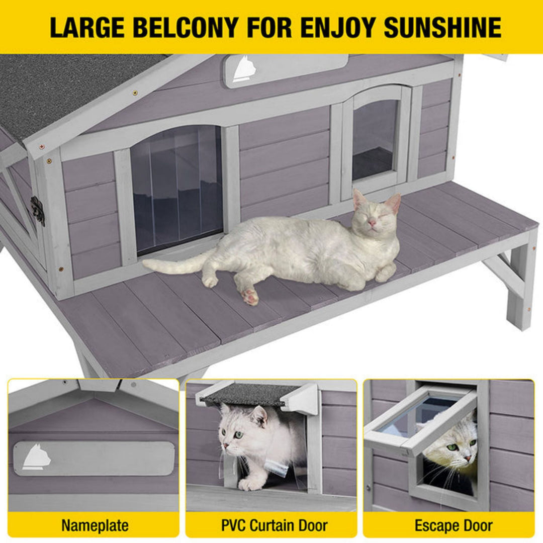 MEDEHOO Outdoor Cat House for Winter Feral Cat Shelter Weatherproof Large Opening Roof Escape Door AIR092-WM
