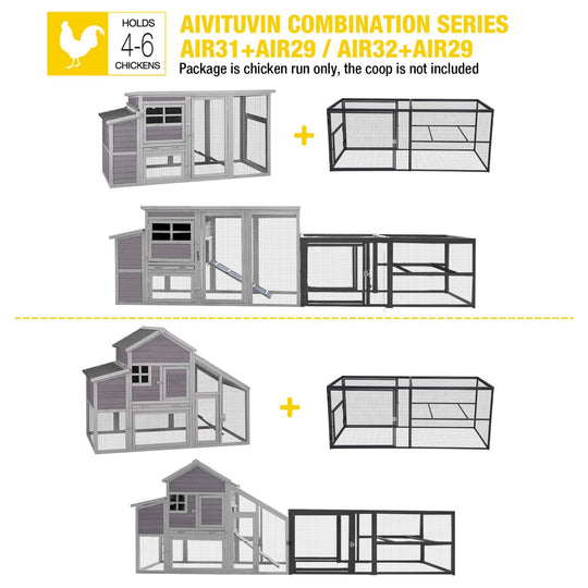 MEDEHOO Chicken Run Extension for Chicken Coop Large Metal Frame Expanded Enclosure AIR29-WM-32