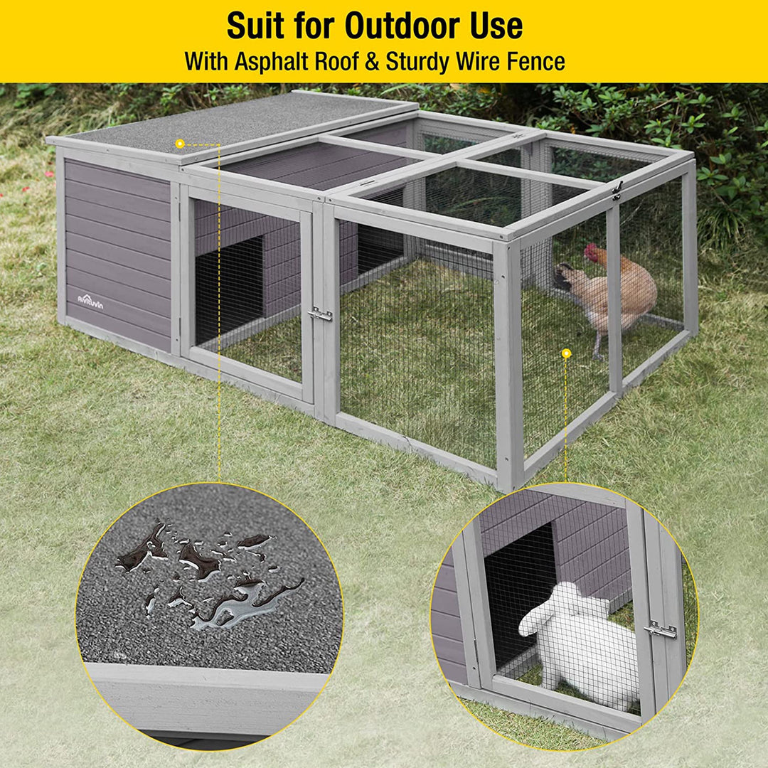 MEDEHOO Wooden Chicken Coop with Run Rabbit Hutch Bunny Cage for Small Animals Indoor
