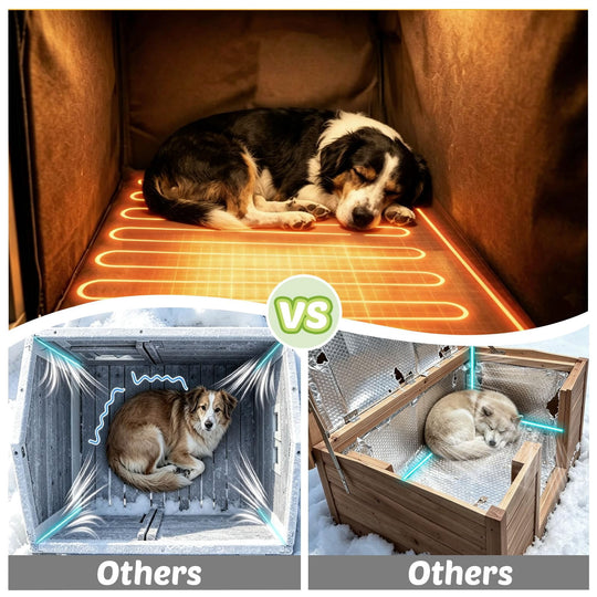 MEDEHOO Heated Dog House Outdoor Insulated Wood Kennel with Bowl  Weatherproof  Dog Crate with Full Metal Frame Heated Pad for Small to Large Dog Breeds