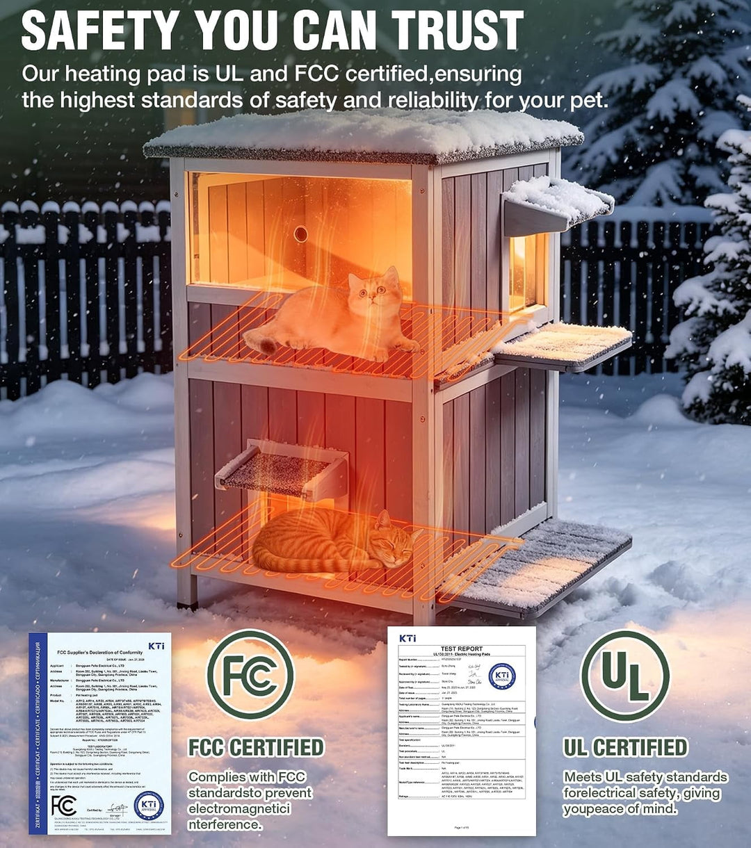 MEDEHOO Heated Outdoor Cat House for Winter, Insulated Cat House for Outdoor Indoor, Weatherproof Cat Shelter with Warm Liner for Feral &amp; Stray Cats