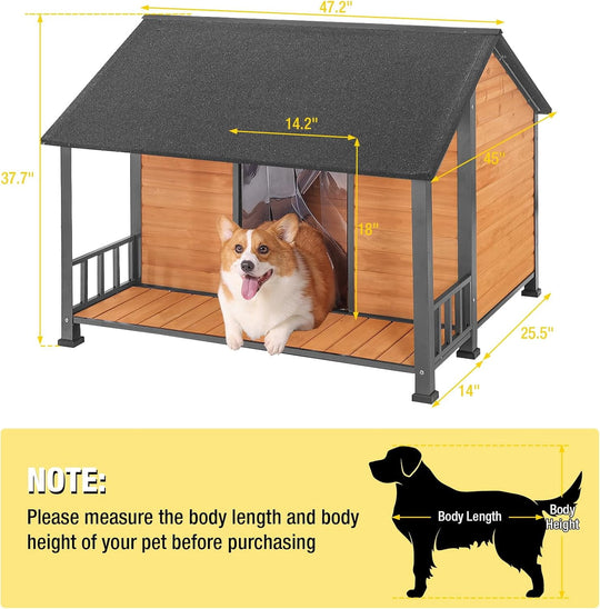 MEDEHOO Dog House Outdoor 47.2" L Upgraded with Metal Frame Large Dog Kennel for Medium to Large Dogs Weatherproof,Removable Floors,Raised Feet AIR7010-WM