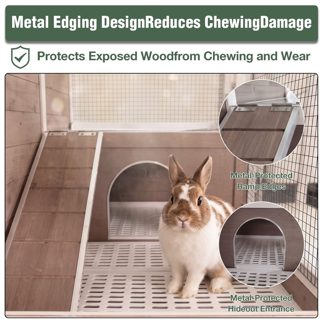 MEDEHOO Indoor Guinea Pig Cage Rabbit Cage with Chew-Resistant Edges, Leakproof Deep Tray and Detachable Legs, Camel AIR53-WZ-WFS-GE
