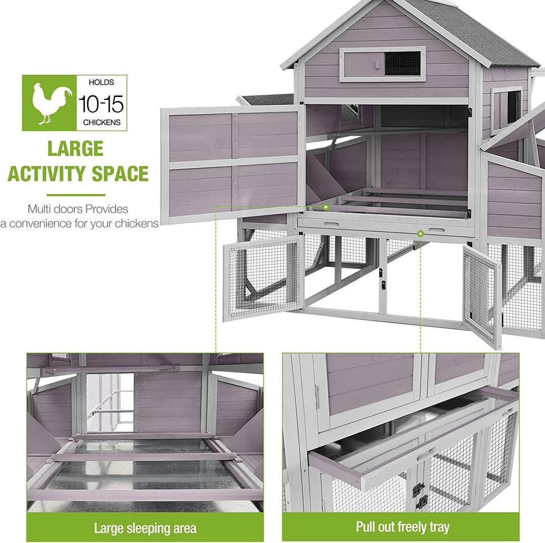 MEDEHOO Chicken Coop 55ft² Large Chicken House with Run Wooden Hen House Poultry Cage with 6 Large Nesting Boxes,10-15 Chickens AIR46-1