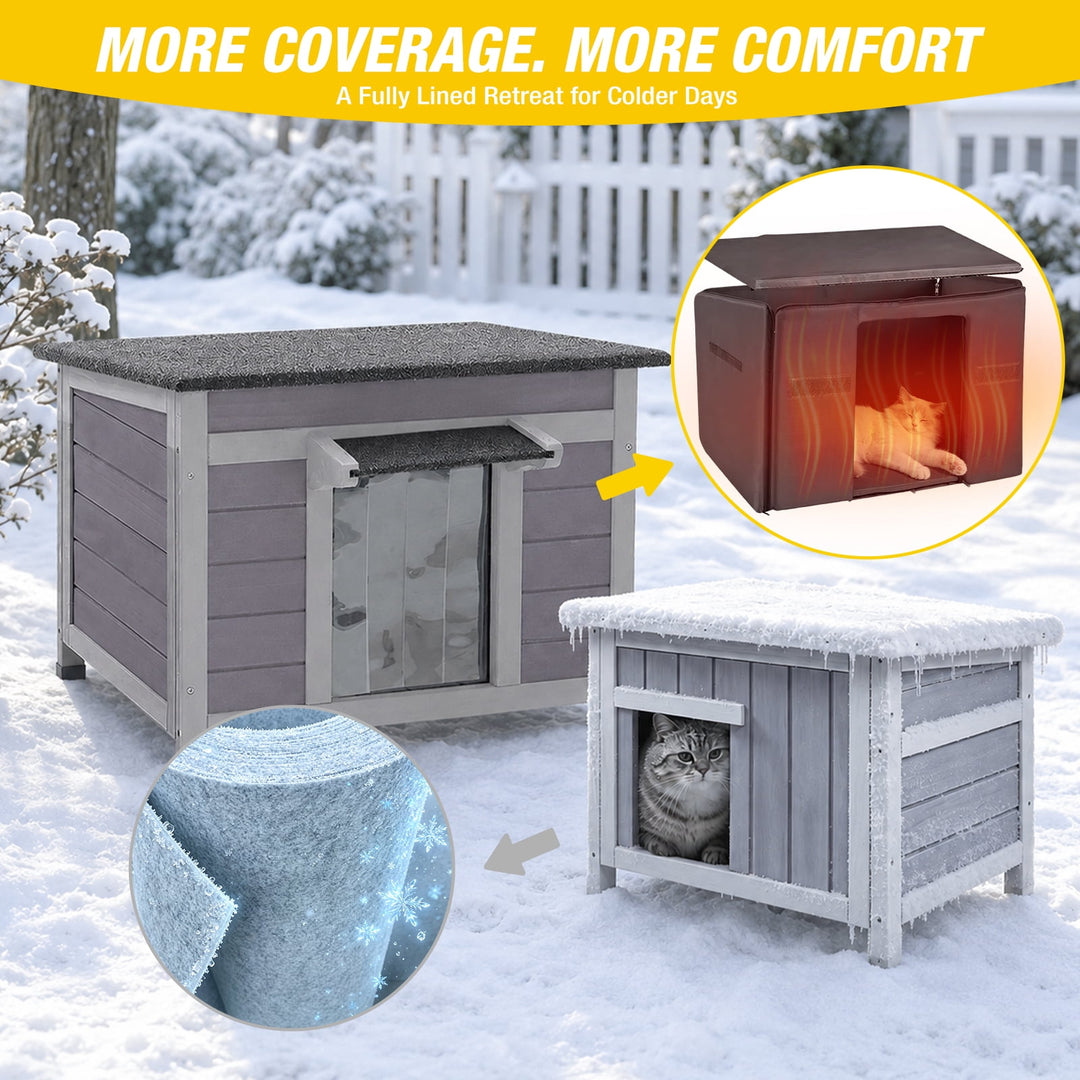 MEDEHOO Outdoor Insulated Cat House, Cat Shelter with Insulated Liner, Winter Cat Shelter Outdoor
