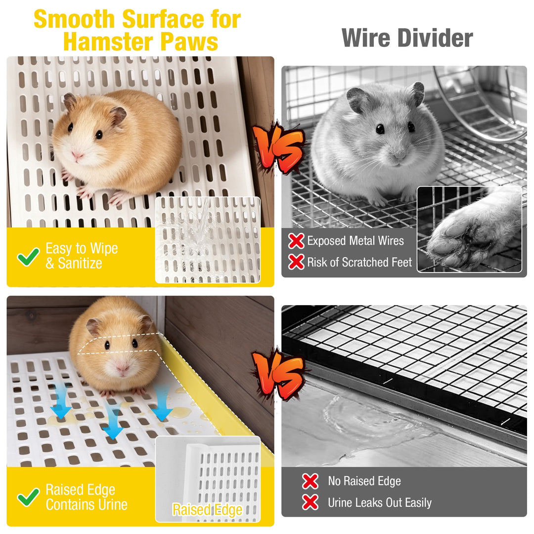 MEDEHOO Guinea Pig Cage with Wooden Stand Large Hamster Cage with Anti Chew Ramp, Hideout, Platform, Pull Out Tray (Brown, L) AIR53-WZ-D11-WM