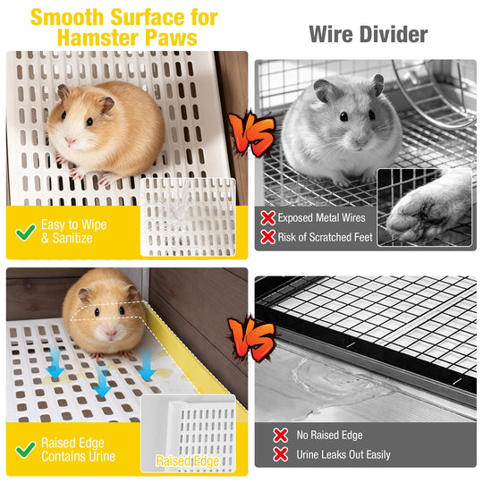 MEDEHOO Guinea Pig Cage with Wooden Stand Large Hamster Cage with Anti Chew Ramp, Hideout, Platform, Pull Out Tray (Brown, L) AIR53-WZ-D11-WM