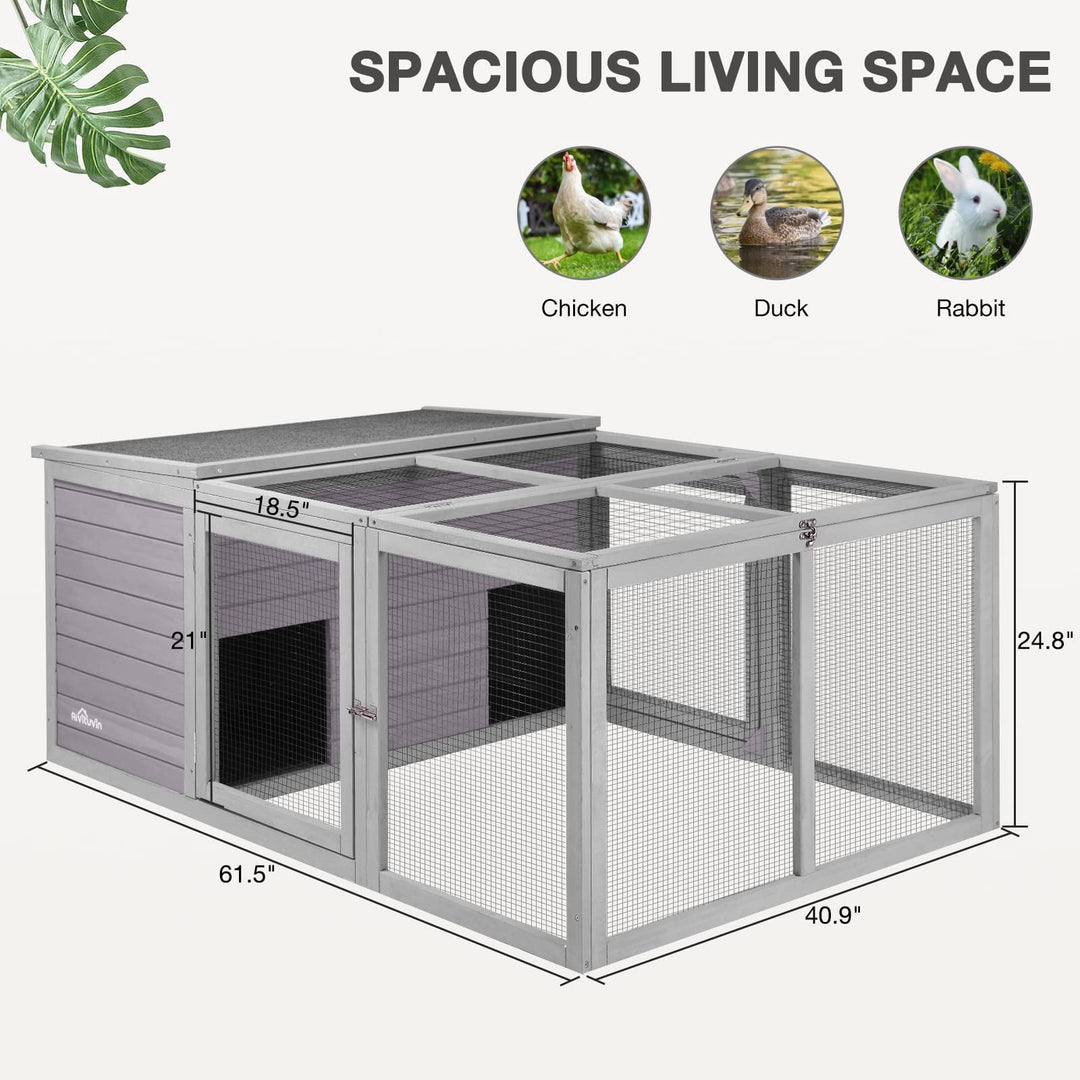 MEDEHOO Chicken Coop Large Wooden Rabbit Hutch Indoor Outdoor with 2 Living House ANG PVC Layer for Chicken, Hutch, Ducks AIR28-H