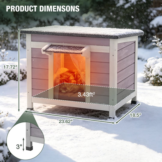 MEDEHOO Outdoor Cat House with Insulated Liner Weatherproof Feral Cat Shelter for Winter
