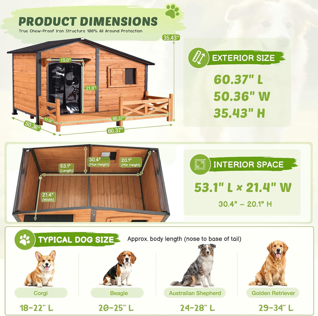 MEDEHOO Extra Large XXL Heated Dog House Insulated Dog Kennel with Safe Heating Pad, Chew-Proof Metal Frame, 6-Sided Thermal Liner for Large Dog Breeds, Brown AIR7024-L-HP-G2-CC