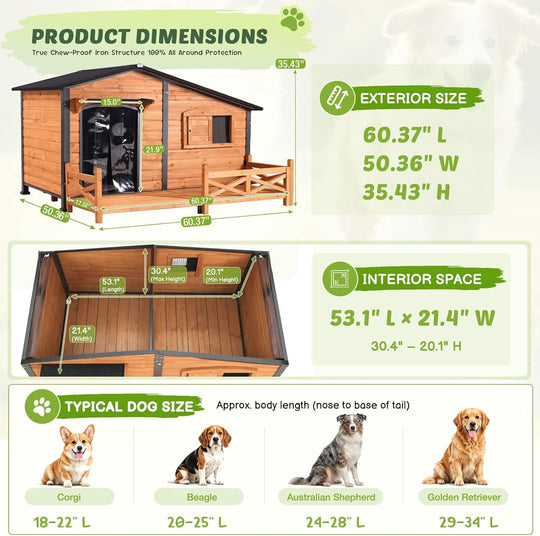 MEDEHOO Extra Large XXL Heated Dog House Insulated Dog Kennel with Safe Heating Pad, Chew-Proof Metal Frame, 6-Sided Thermal Liner for Large Dog Breeds, Brown AIR7024-L-HP-G2-CC