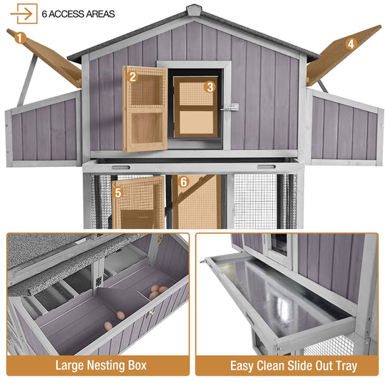 MEDEHOO Chicken Coop Folding Chicken House, Hen Coop Poultry Cage for 2-4 Chickens, Foldable Hen House 26ft² Multi-Levels, Easy to Set Up AIR66-U