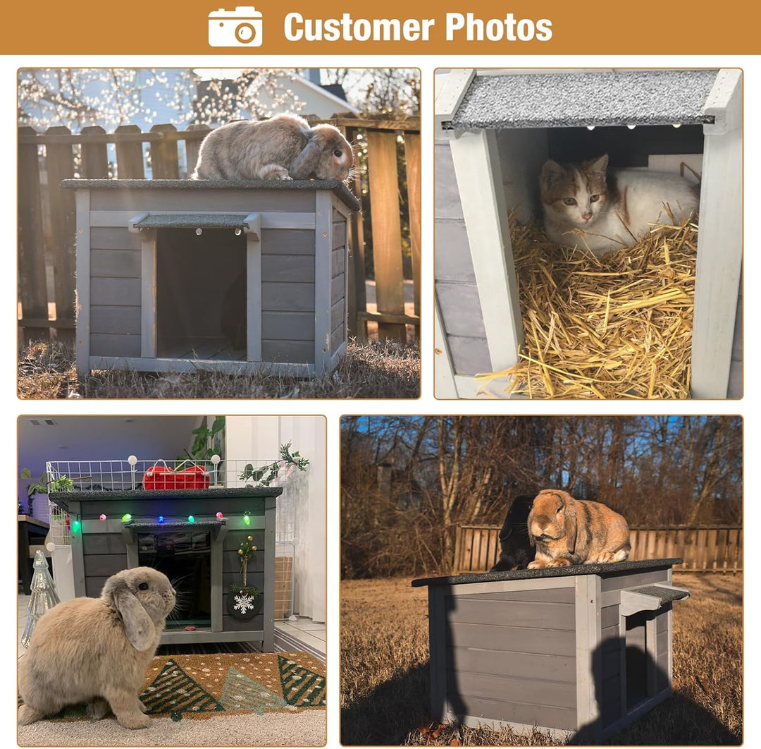 MEDEHOO Outdoor Cat House Feral Cat Enclosure, Small Pet House Rainproof Cat House