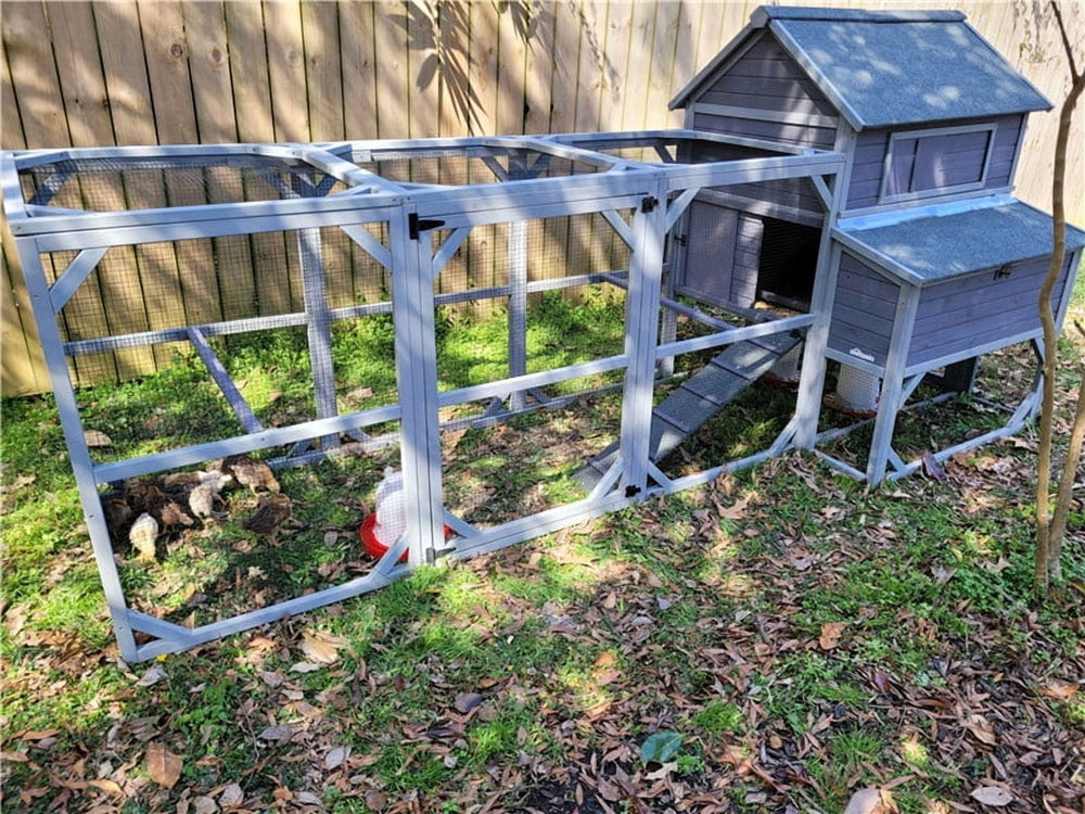 MEDEHOO Chicken Coop 41ft² Large Outdoor Chicken House with Run Multi-Level Hen House Poultry Cage with Nesting Box,Waterproof Roof AIR46-M-00J