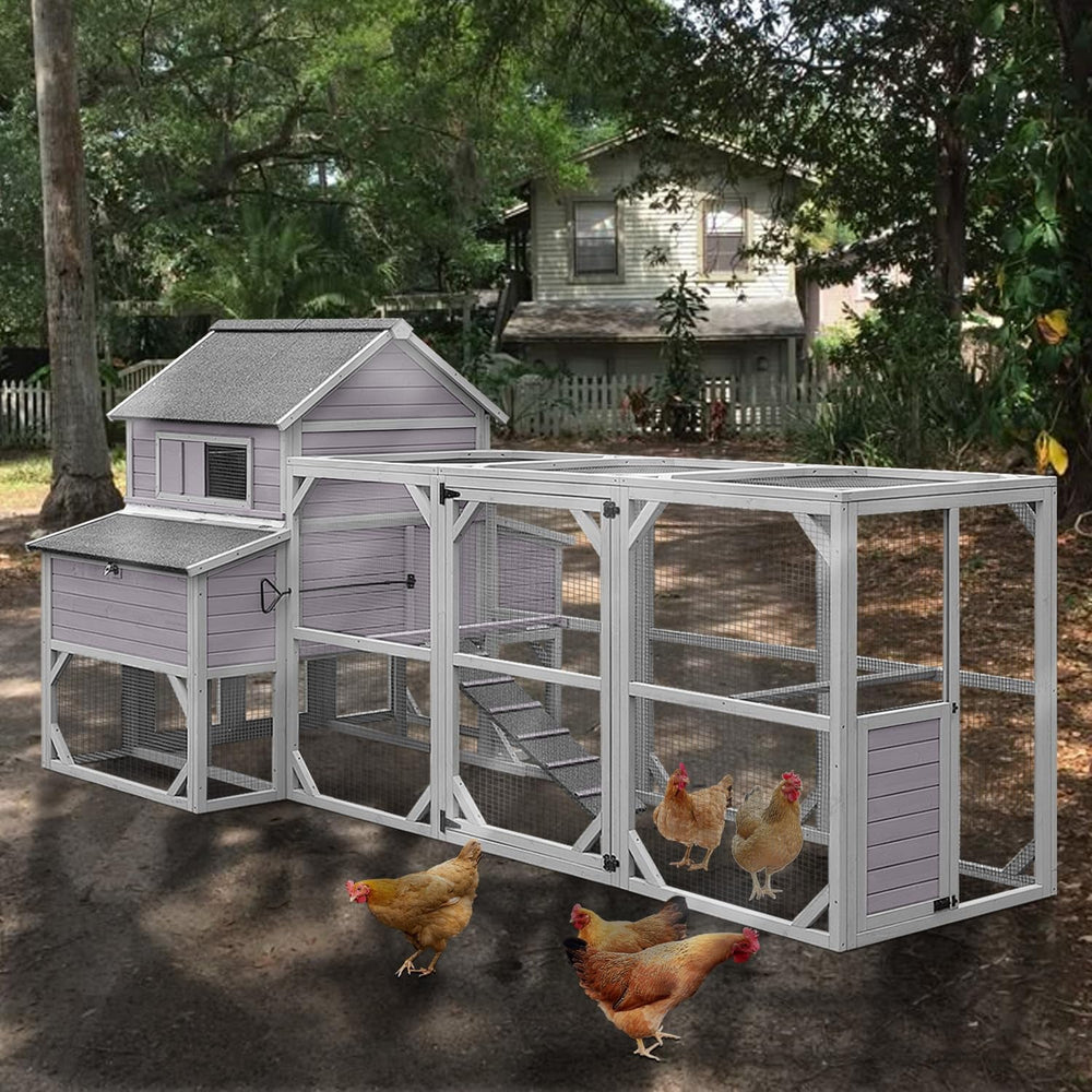 BUTINGLALE Large Outdoor Chicken Coop with Run, Multi-Level Hen House, Weatherproof Roof, Predator-Resistant Design &amp; 6 Nesting Boxes for 8-10 Chickens, 41 sq.ft AIR46-M-MA-WM