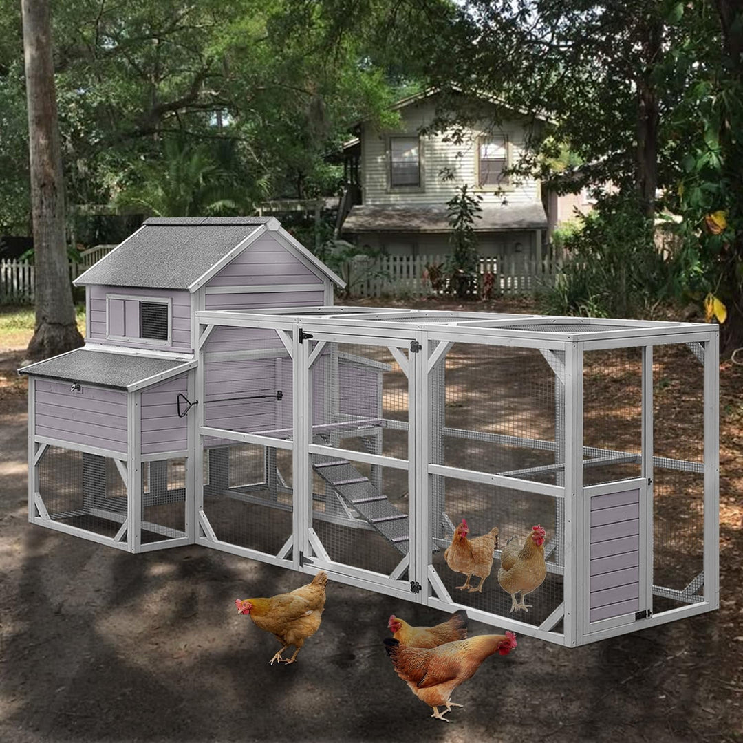 BUTINGLALE Large Outdoor Chicken Coop with Run, Multi-Level Hen House, Weatherproof Roof, Predator-Resistant Design &amp; 6 Nesting Boxes for 8-10 Chickens, 41 sq.ft AIR46-M-MA-WM