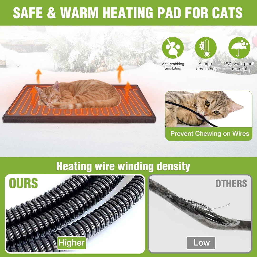 MEDEHOO Heated Cat House 2-Level Large Outdoor Cat House Insulated Weatherproof Feral Cat Shelter with 2 Heating Pads, Insulated All-Round Thermal Liner, Large Porch, 3 Escape Doors for 1-6 Cats