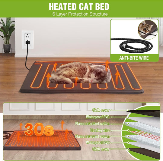 MEDEHOO Cat House for Outdoor Cats Large 2-Stroy Insulated Kitty Shelter with Heater for Winter,Waterproof Great for Indoor &amp; Outdoor Use,Brown