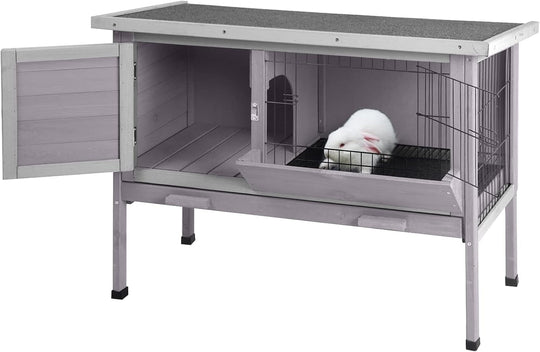 MEDEHOO Rabbit Hutch Indoor Rabbit Cage with Metal Wire Pan,Outdoor Bunny cage with Pull Out Tray AIR01-G-WM