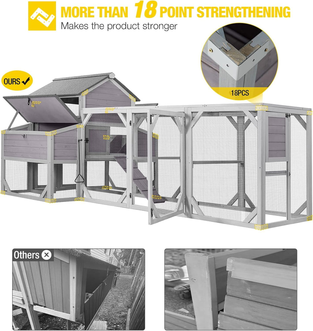 MEDEHOO Chicken Coop Extra Large Chicken House Outdoor Poultry Cage for 8-10 Chickens