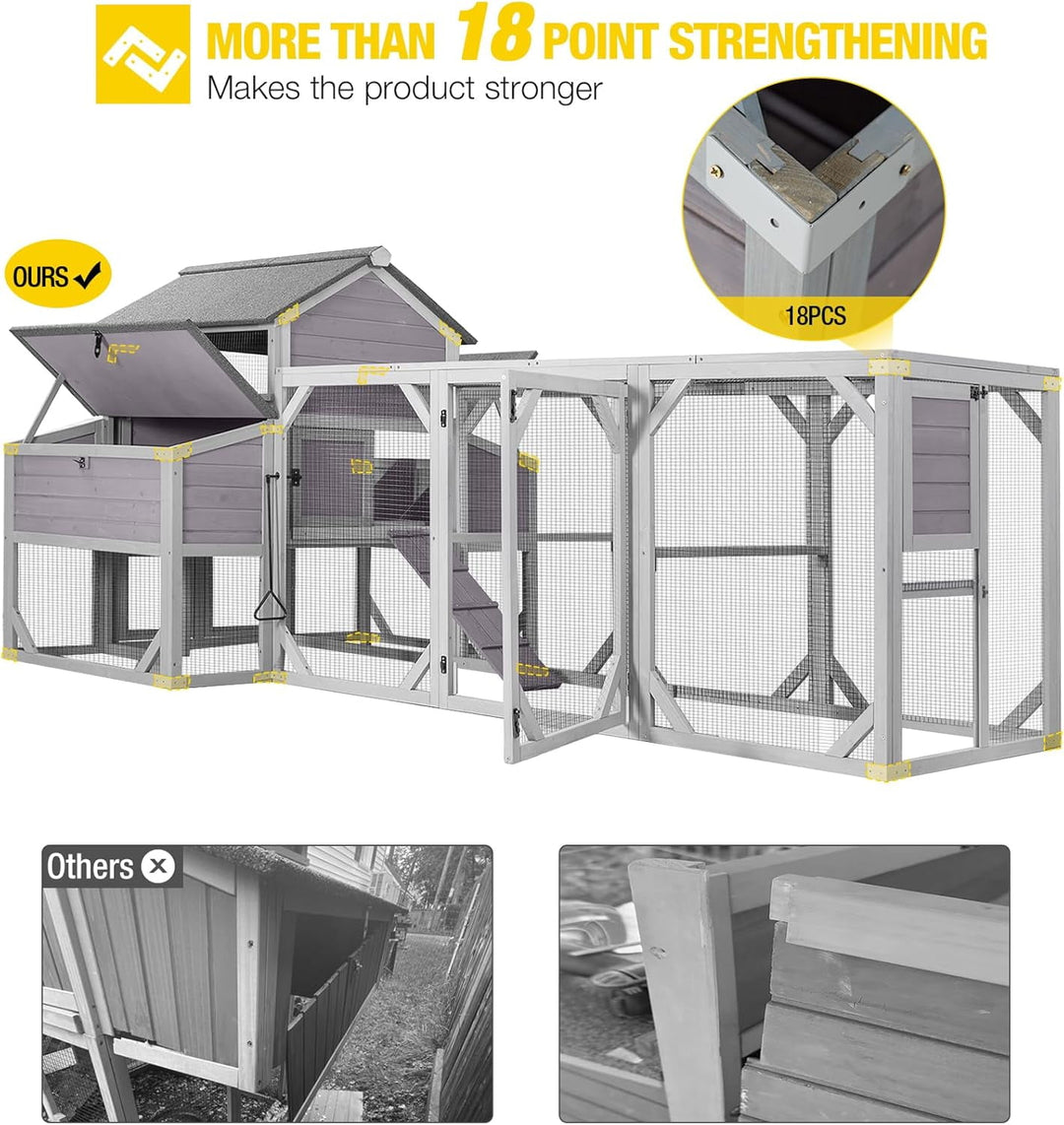 MEDEHOO Chicken Coop Extra Large Chicken House Outdoor Poultry Cage for 8-10 Chickens