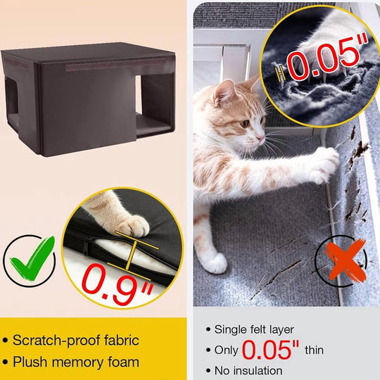 MEDEHOO 39.1"L Heated Cat House with Insulated Liner Outdoor Cat House with Anti-Bite Cable Weatherproof Cat Shelter with Heater Feral Cat House Brown