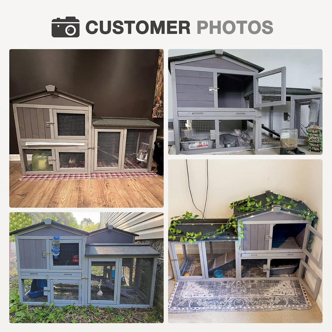 MEDEHOO Chicken Coop Hen House with Run Outdoor Rabbit Cage Indoor Bunny Hutch with Waterproof Roof Poultry Cage,Rabbit Hutch with No Leakage Pull Out Tray Gray AIR02-00J-WM