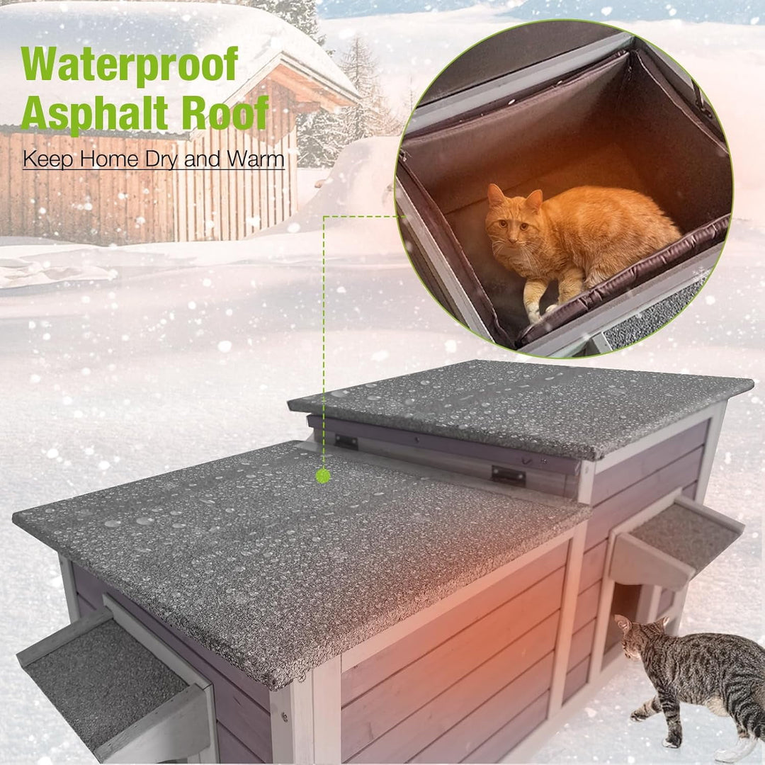 BUTINGLALE Outdoor Cat House Insulated Feral Kitty Shelter with Liner Weatherproof Cat Condo for Winter,Large Space AIR93-IN-J